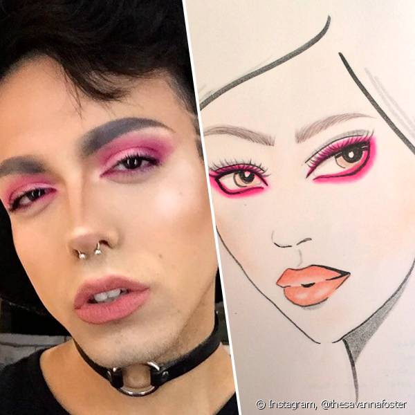 O esfumado ao redor de todo o olho deixou a maquiagem rosa e romântica com um toque fashionista (Foto: Instagram @thesavannafoster)
